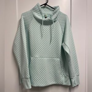 Womens Green Tea quilted cowl neck pullover sweatshirt
